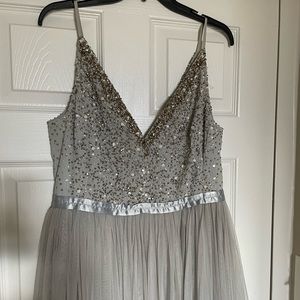 BHLDN bridesmaid dress, size 14, beaded top and tulle maxi dress length